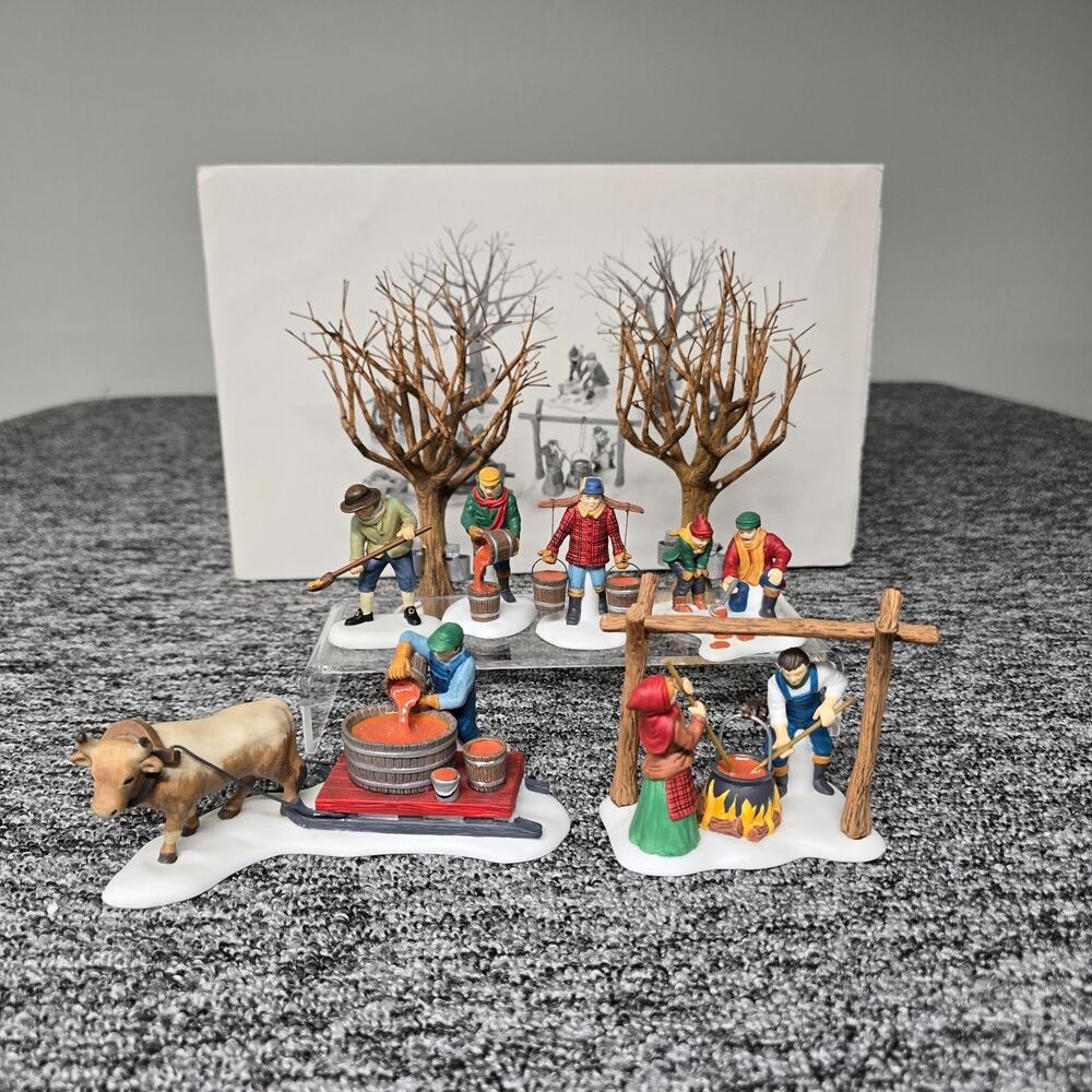 Dept 56 New Heritage Village Tapping the Maples 56599 Repair Lot + Bonus Figure